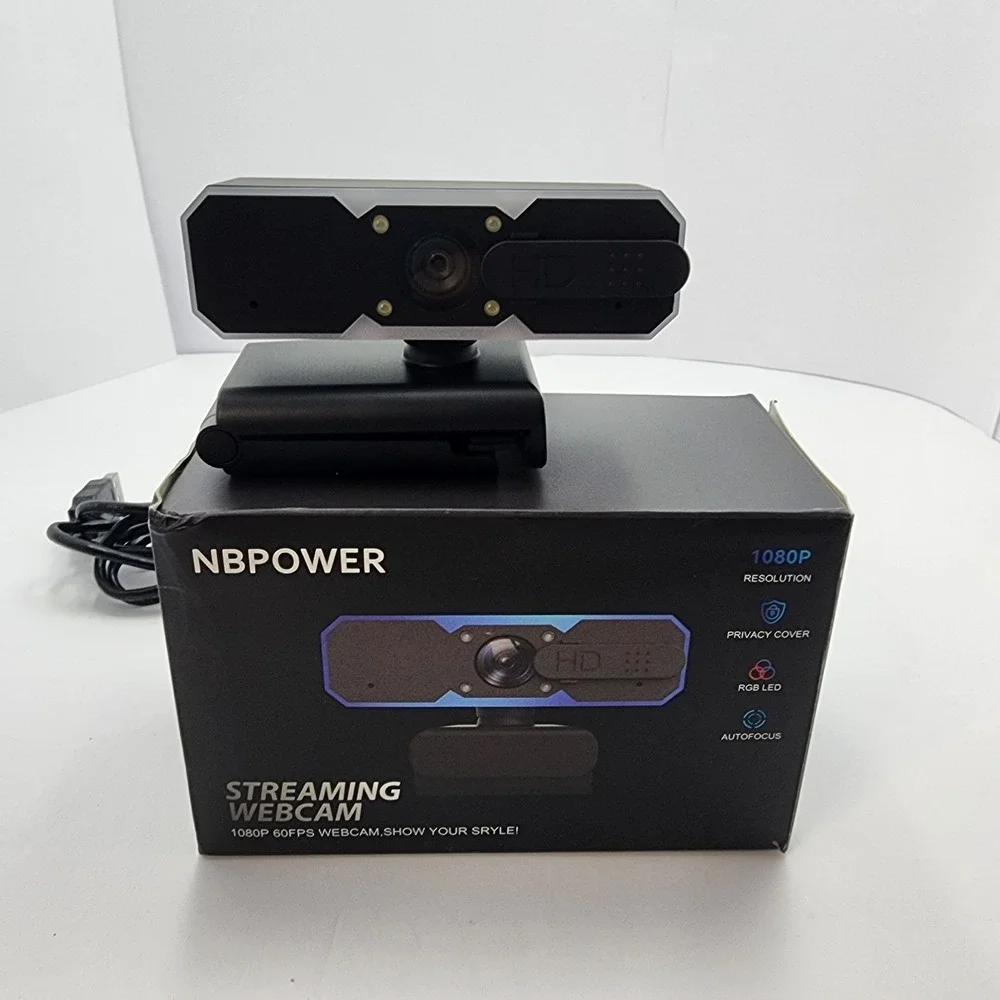 NBPOWER Black 1080P 60Fps Autofocus Digital Streaming Webcam With Microphone